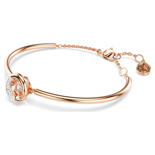 Dextera bangle, Round, White, Rose gold-tone