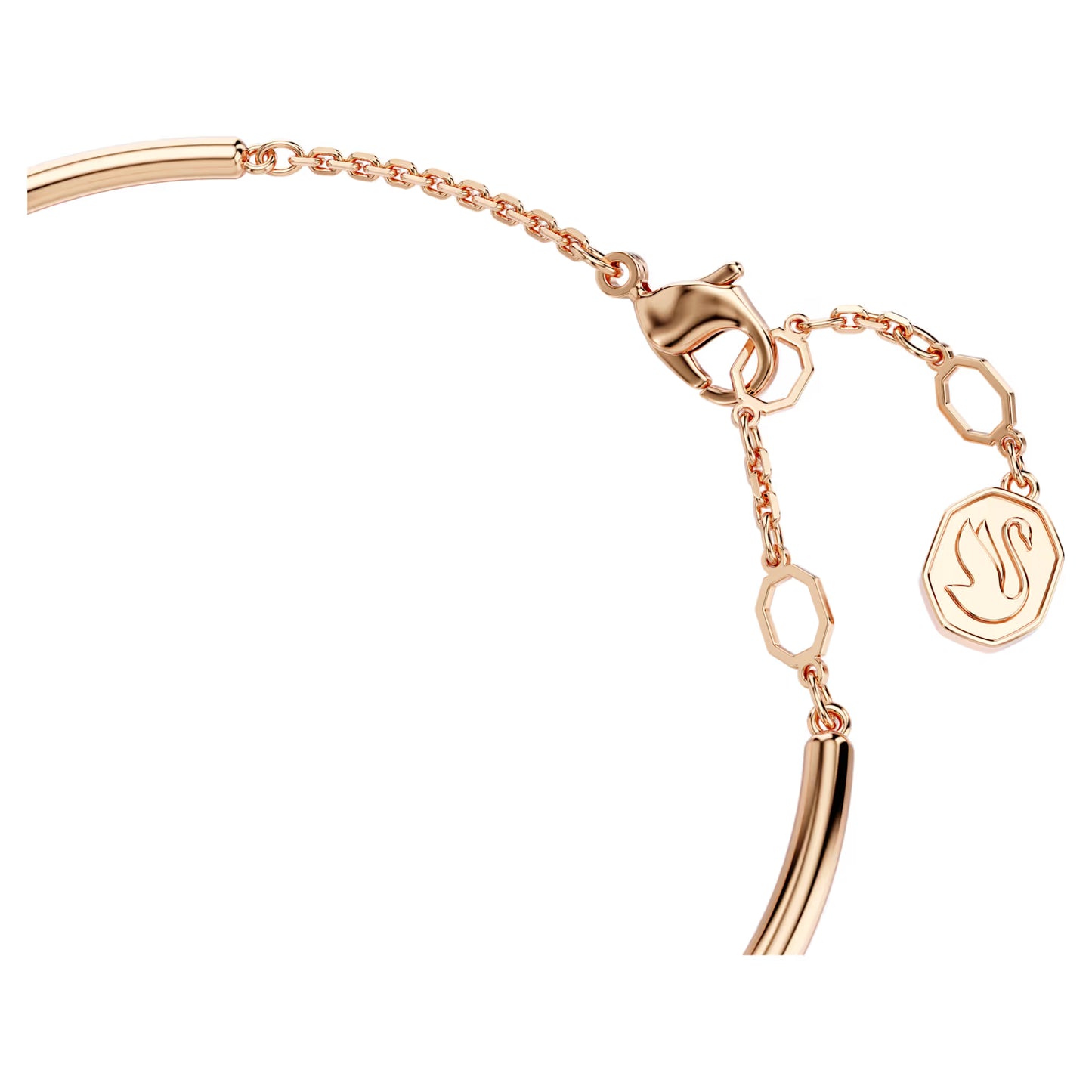 Dextera bangle, Round, White, Rose gold-tone