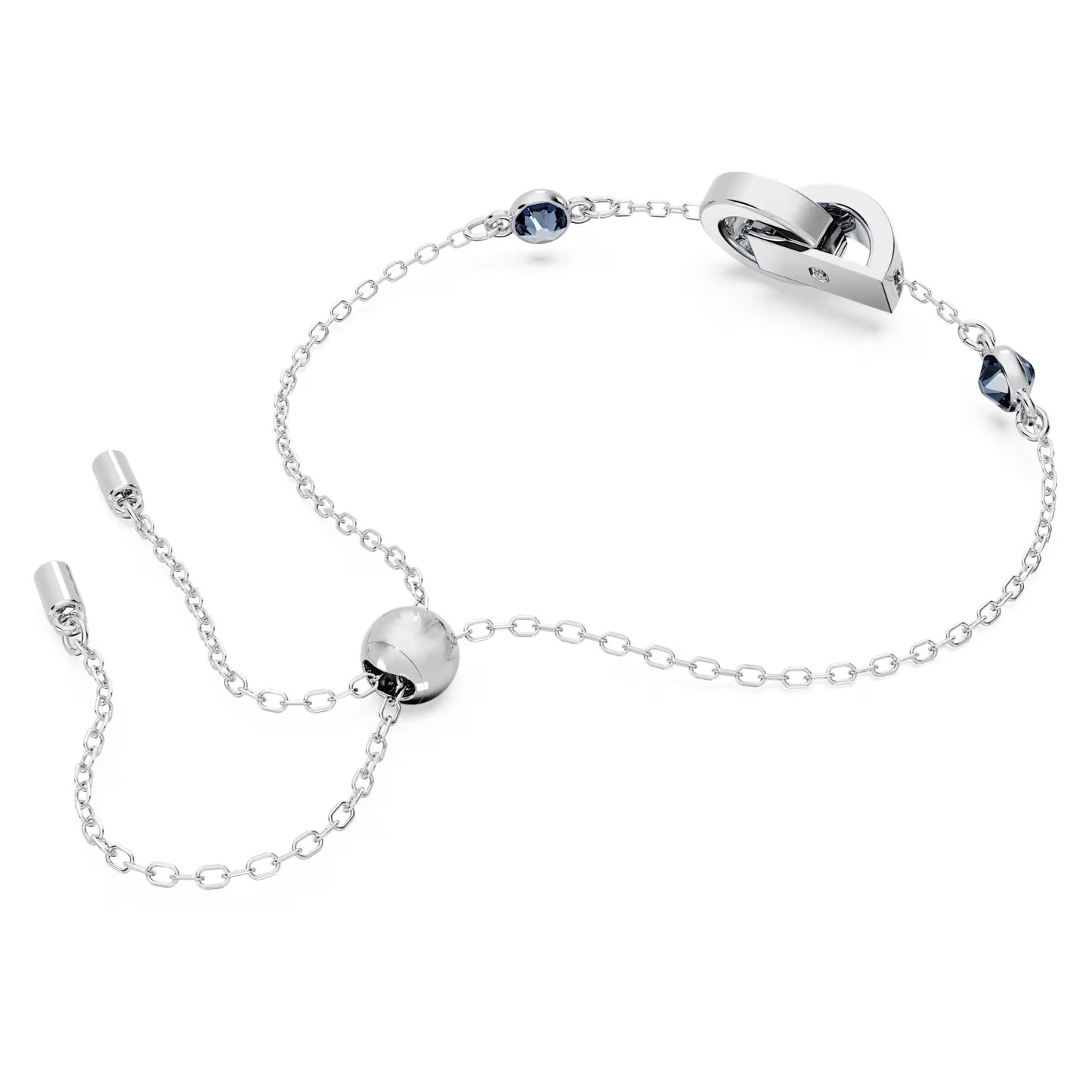 Dextera bracelet, Interlocking loop, Blue, Rhodium plated