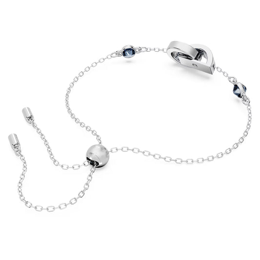 Dextera bracelet, Interlocking loop, Blue, Rhodium plated