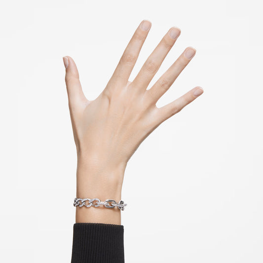 Dextera bracelet, Pavé, White, Rhodium
