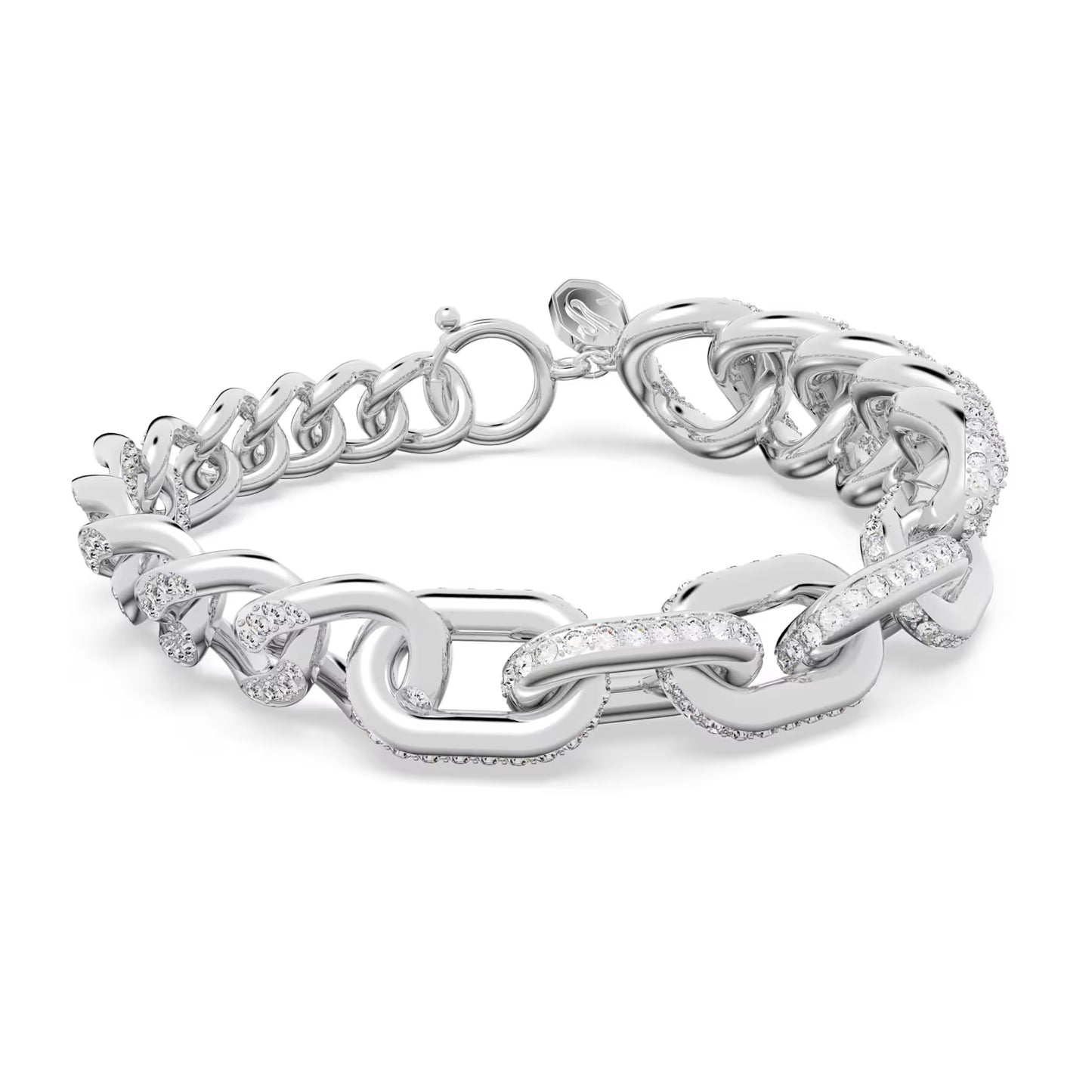 Dextera bracelet, Pavé, White, Rhodium