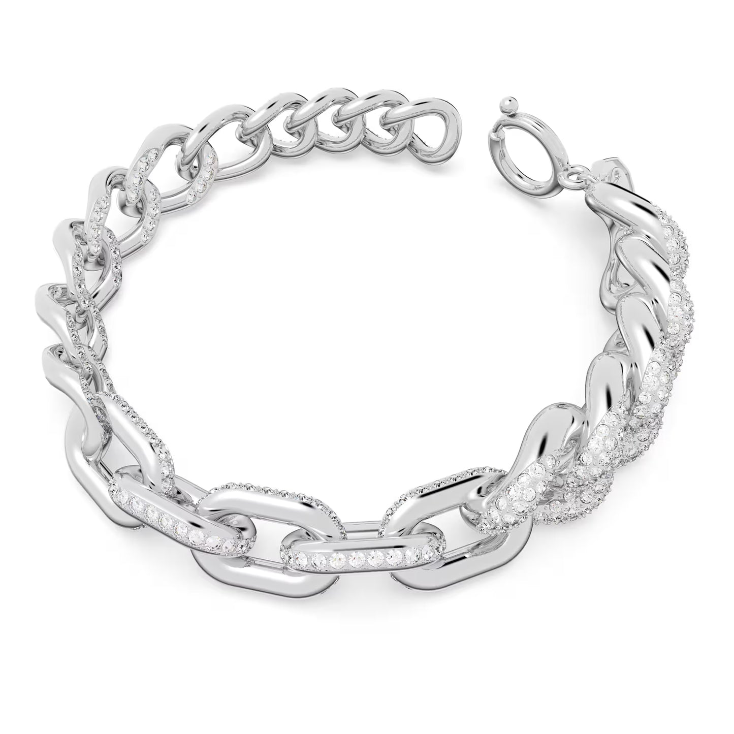 Dextera bracelet, Pavé, White, Rhodium