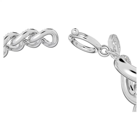 Dextera bracelet, Pavé, White, Rhodium
