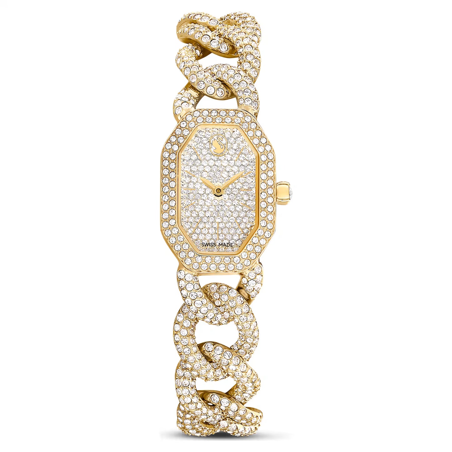 Dextera chain watch, Swiss Made, Crystal bracelet, Gold tone, Gold-tone finish