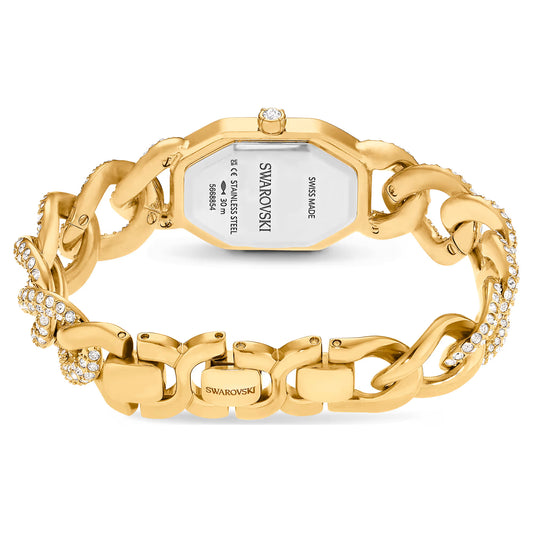 Dextera chain watch, Swiss Made, Crystal bracelet, Gold tone, Gold-tone finish