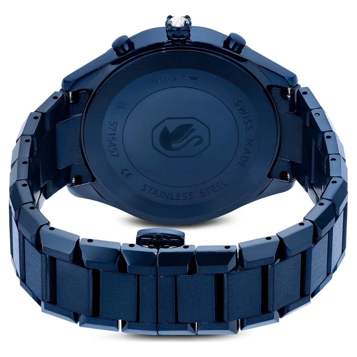 Dextera chrono watch, 39mm, Swiss Made, Metal bracelet, Blue, Blue finish