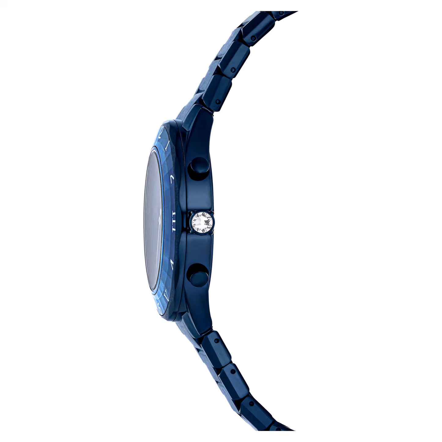 Dextera chrono watch, 39mm, Swiss Made, Metal bracelet, Blue, Blue finish