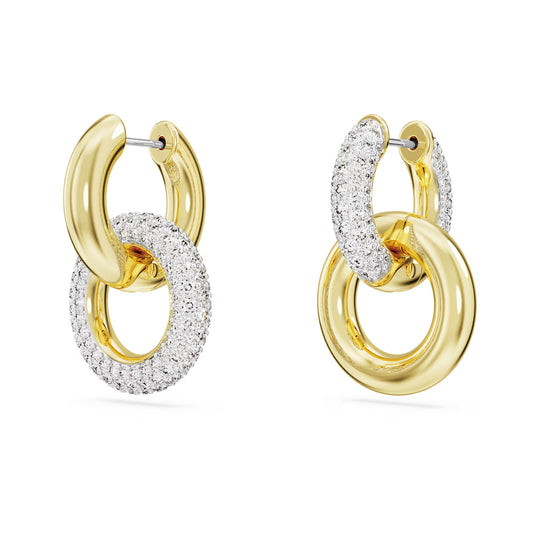 Dextera hoop earrings, Interlocking loop, White