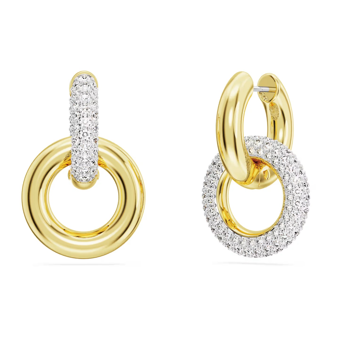 Dextera hoop earrings, Interlocking loop, White