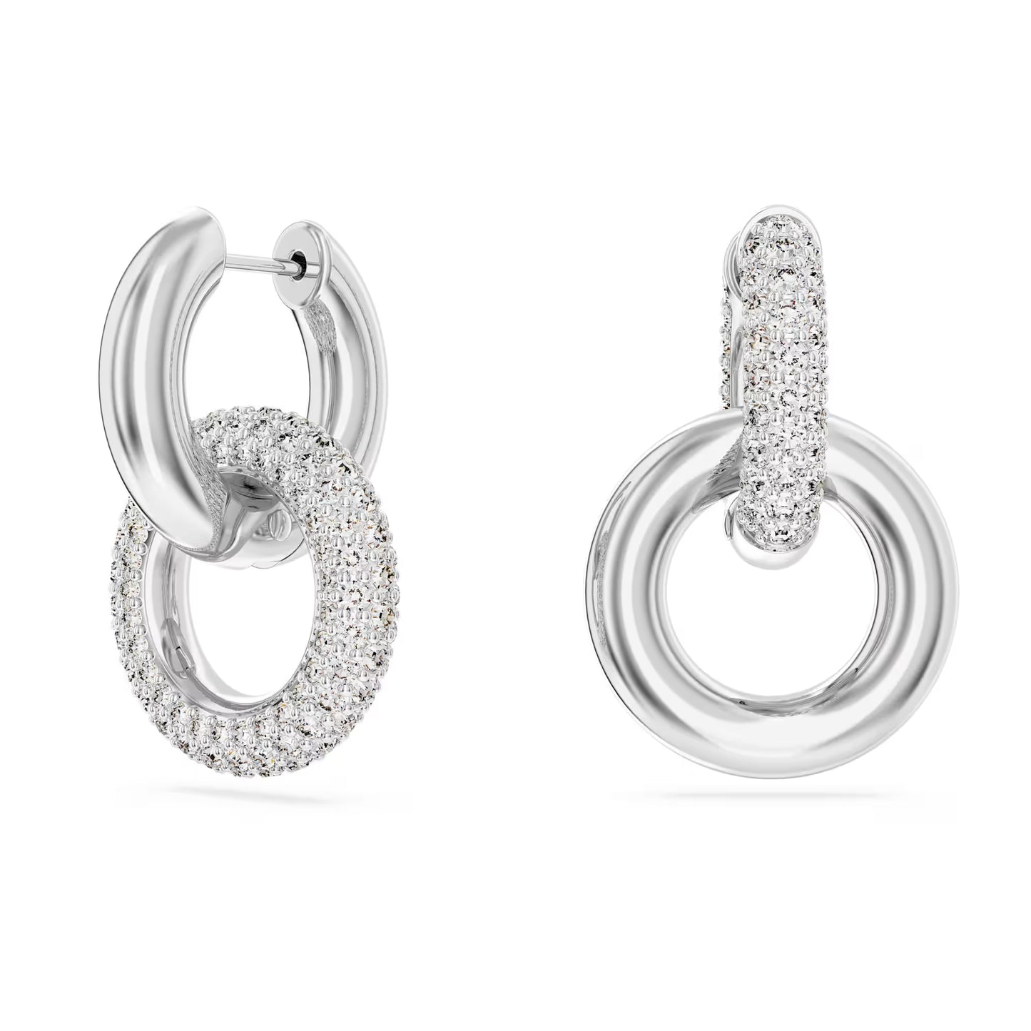 Dextera hoop earrings, Interlocking loop, White