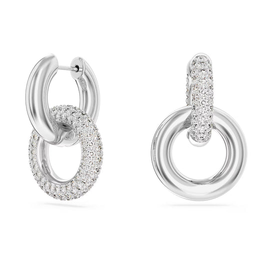 Dextera hoop earrings, Interlocking loop, White