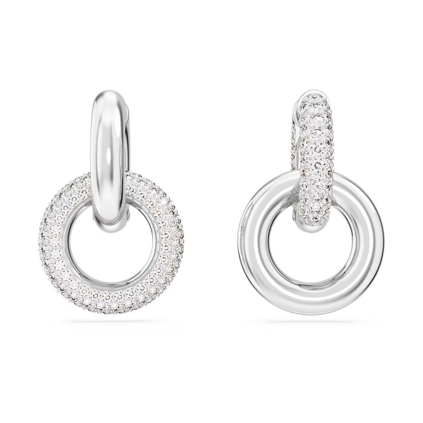 Dextera hoop earrings, Interlocking loop, White