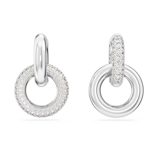 Dextera hoop earrings, Interlocking loop, White
