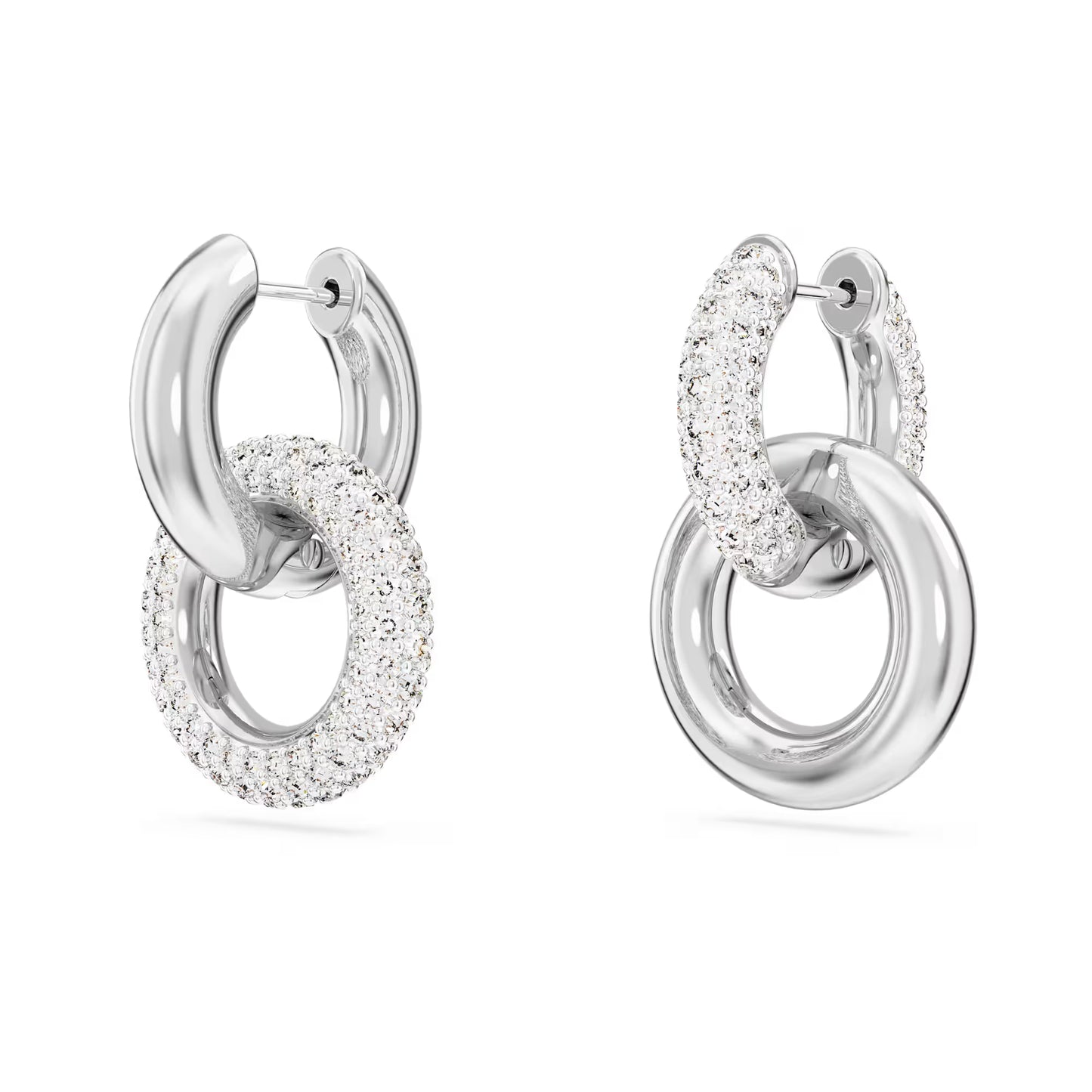 Dextera hoop earrings, Interlocking loop, White