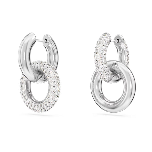 Dextera hoop earrings, Interlocking loop, White