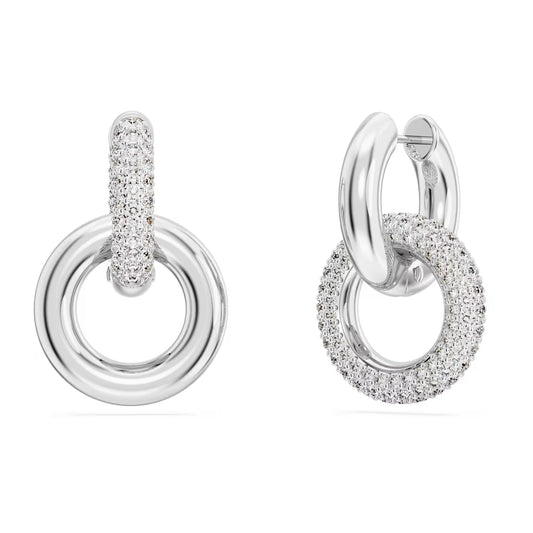 Dextera hoop earrings, Interlocking loop, White