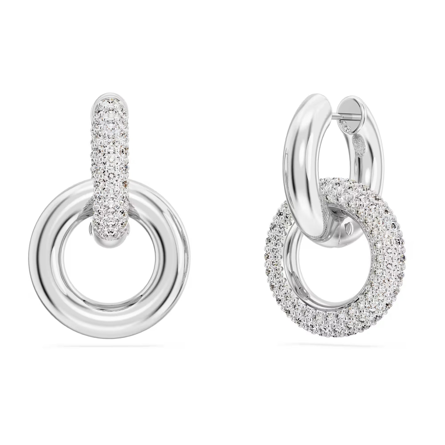Dextera hoop earrings, Interlocking loop, White