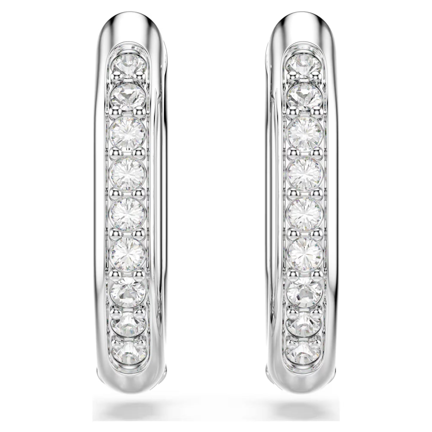 Dextera hoop earrings, Octagon shape, Round cut, Small, White, Rhodium plated