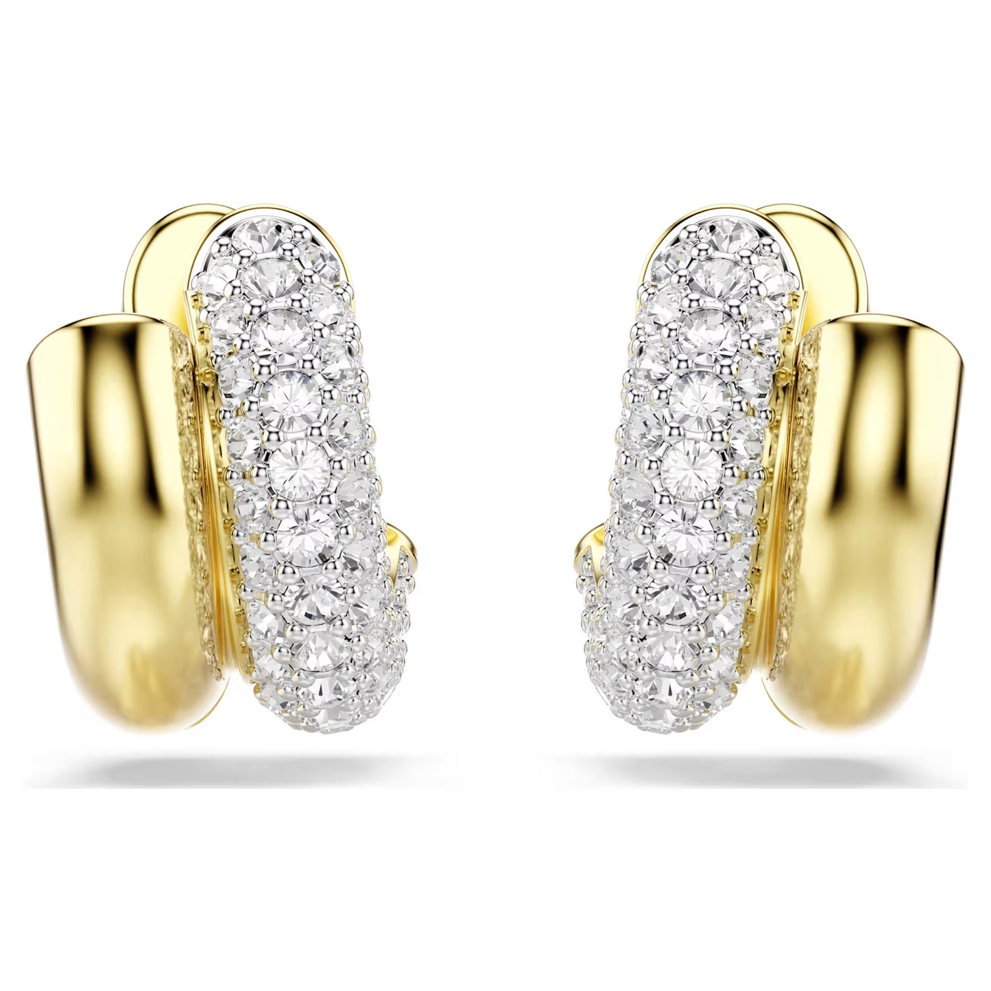 Dextera hoop earrings, Round cut, Mini, White, Gold-tone plated