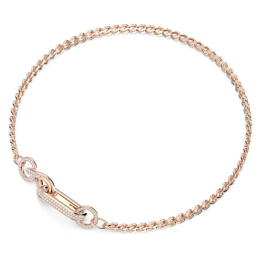 Dextera necklace, Pavé, Mixed links, White, Rose gold-tone plated