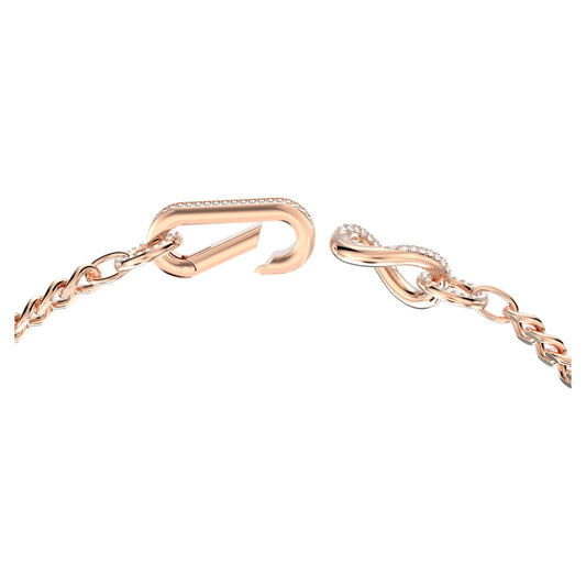 Dextera necklace, Pavé, Mixed links, White, Rose gold-tone plated
