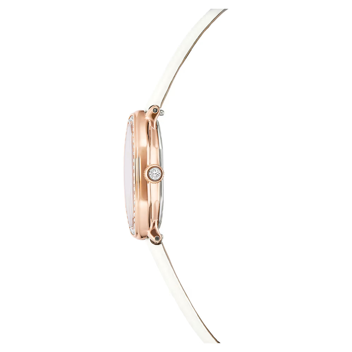 Dextera octagon watch, Swiss Made, Leather strap, White, Rose gold-tone finish