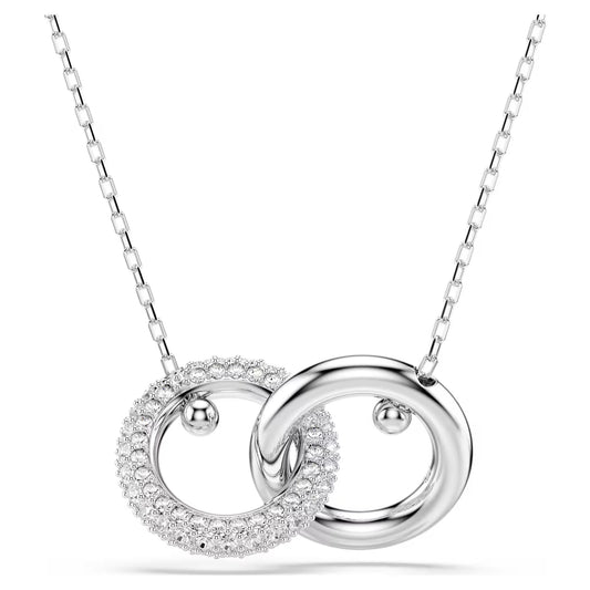 Dextera pendant, Interlocking loop, White, Rhodium