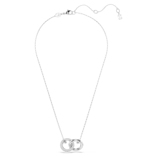 Dextera pendant, Interlocking loop, White, Rhodium