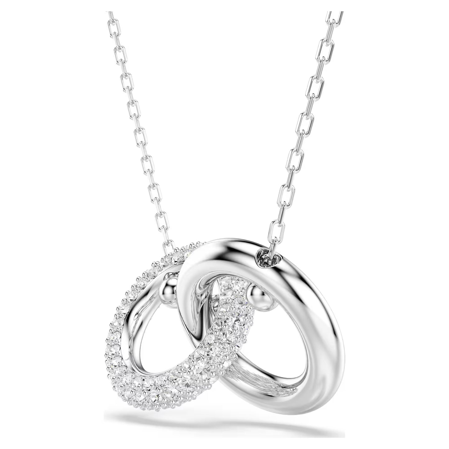 Dextera pendant, Interlocking loop, White, Rhodium