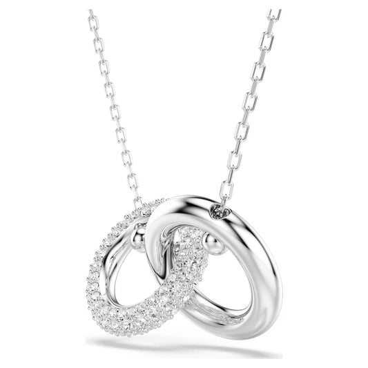 Dextera pendant, Interlocking loop, White, Rhodium