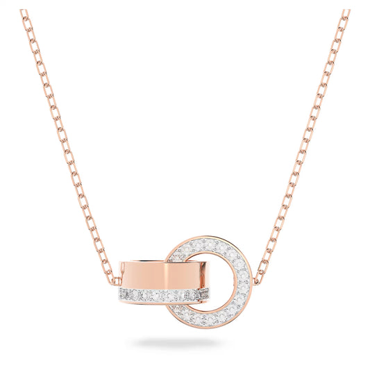 Dextera pendant, Interlocking loop, White, Rose gold-tone plated