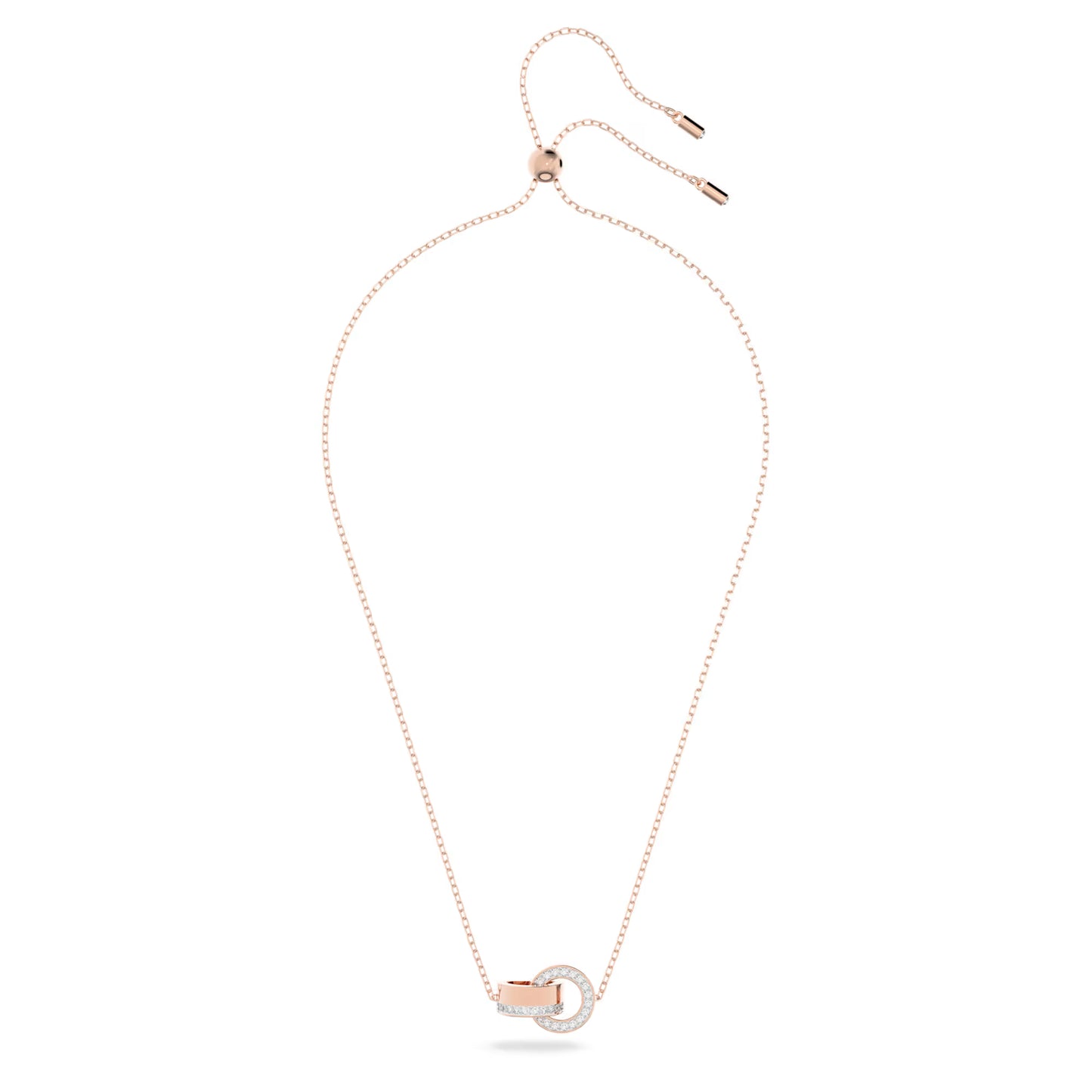 Dextera pendant, Interlocking loop, White, Rose gold-tone plated