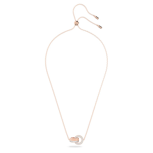 Dextera pendant, Interlocking loop, White, Rose gold-tone plated