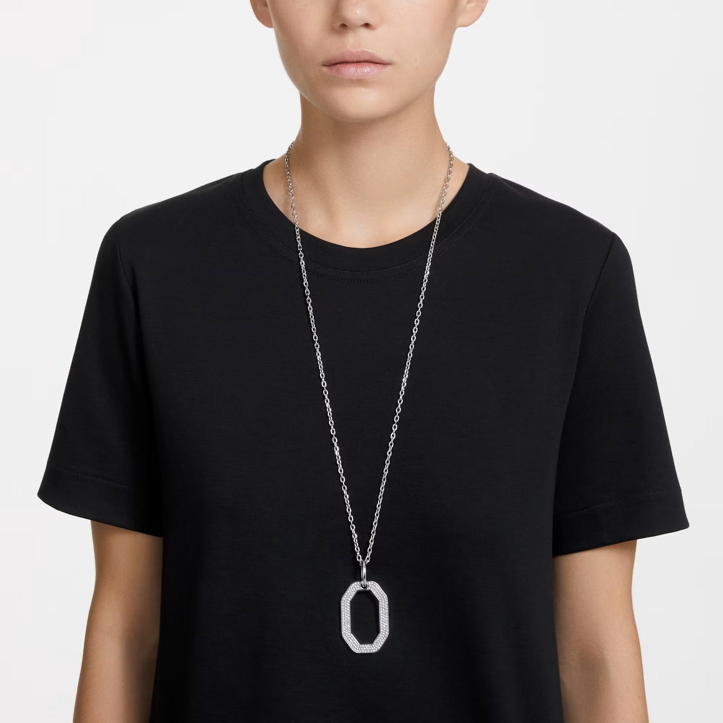 Dextera pendant, Octagon shape, Pavé, White