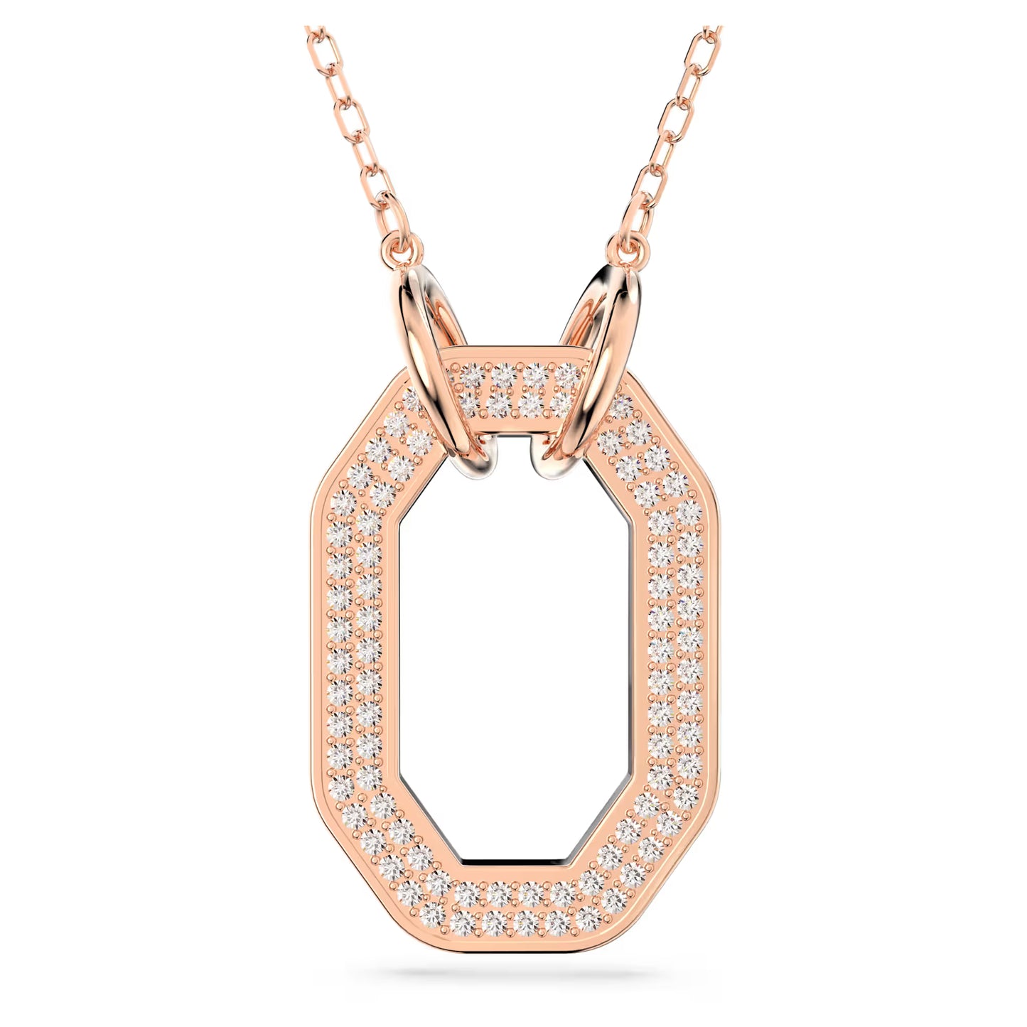 Dextera pendant, Octagon, Pavé, White, Rose gold