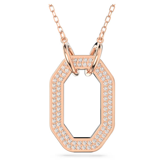 Dextera pendant, Octagon, Pavé, White, Rose gold
