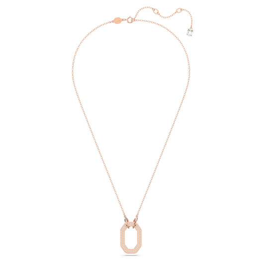 Dextera pendant, Octagon, Pavé, White, Rose gold
