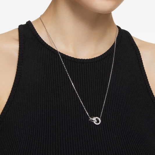 Dextera pendant, Pavé, White, Rhodium plated