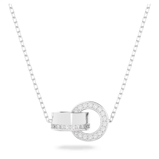 Dextera pendant, Pavé, White, Rhodium plated