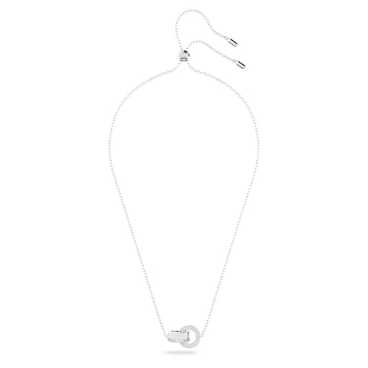 Dextera pendant, Pavé, White, Rhodium plated