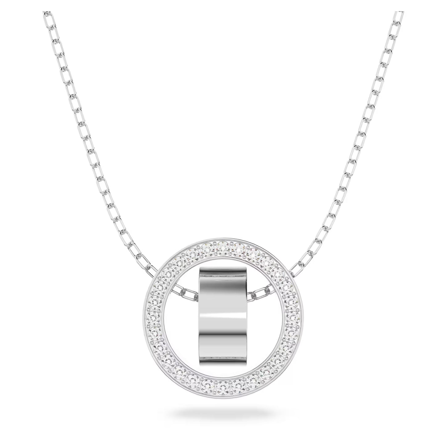 Dextera pendant, Pavé, White, Rhodium plated