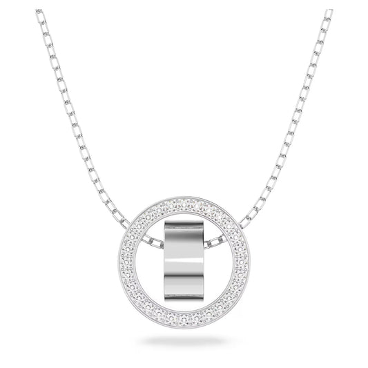 Dextera pendant, Pavé, White, Rhodium plated