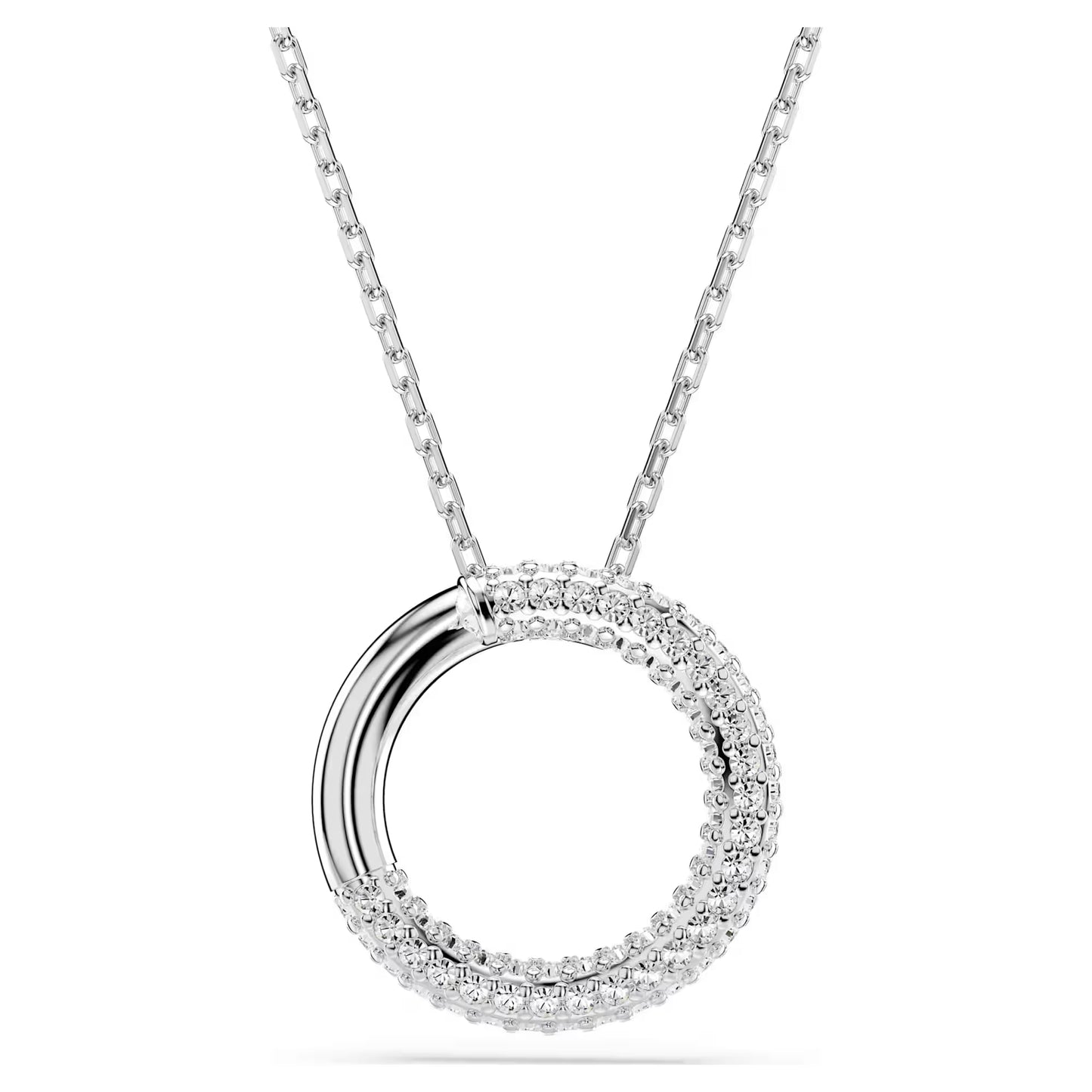 Dextera pendant, Pavé, White, Rhodium plated