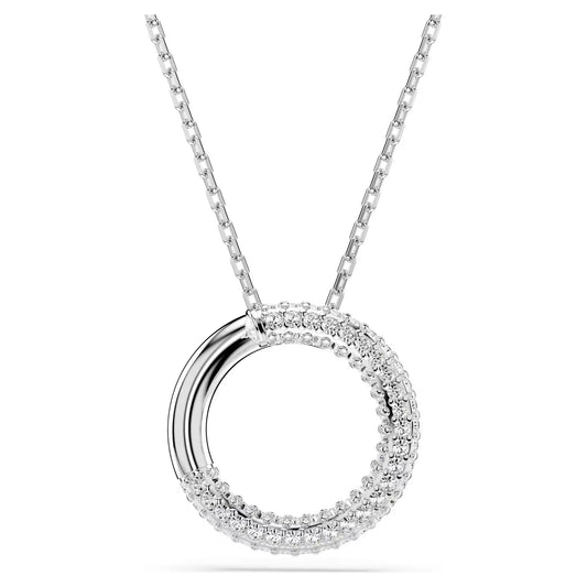 Dextera pendant, Pavé, White, Rhodium plated