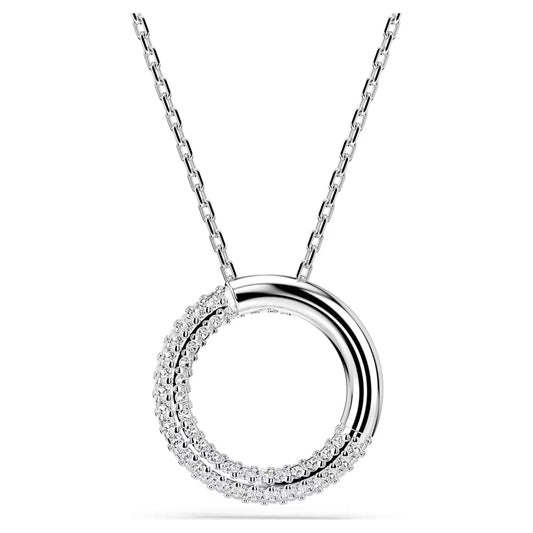 Dextera pendant, Pavé, White, Rhodium plated