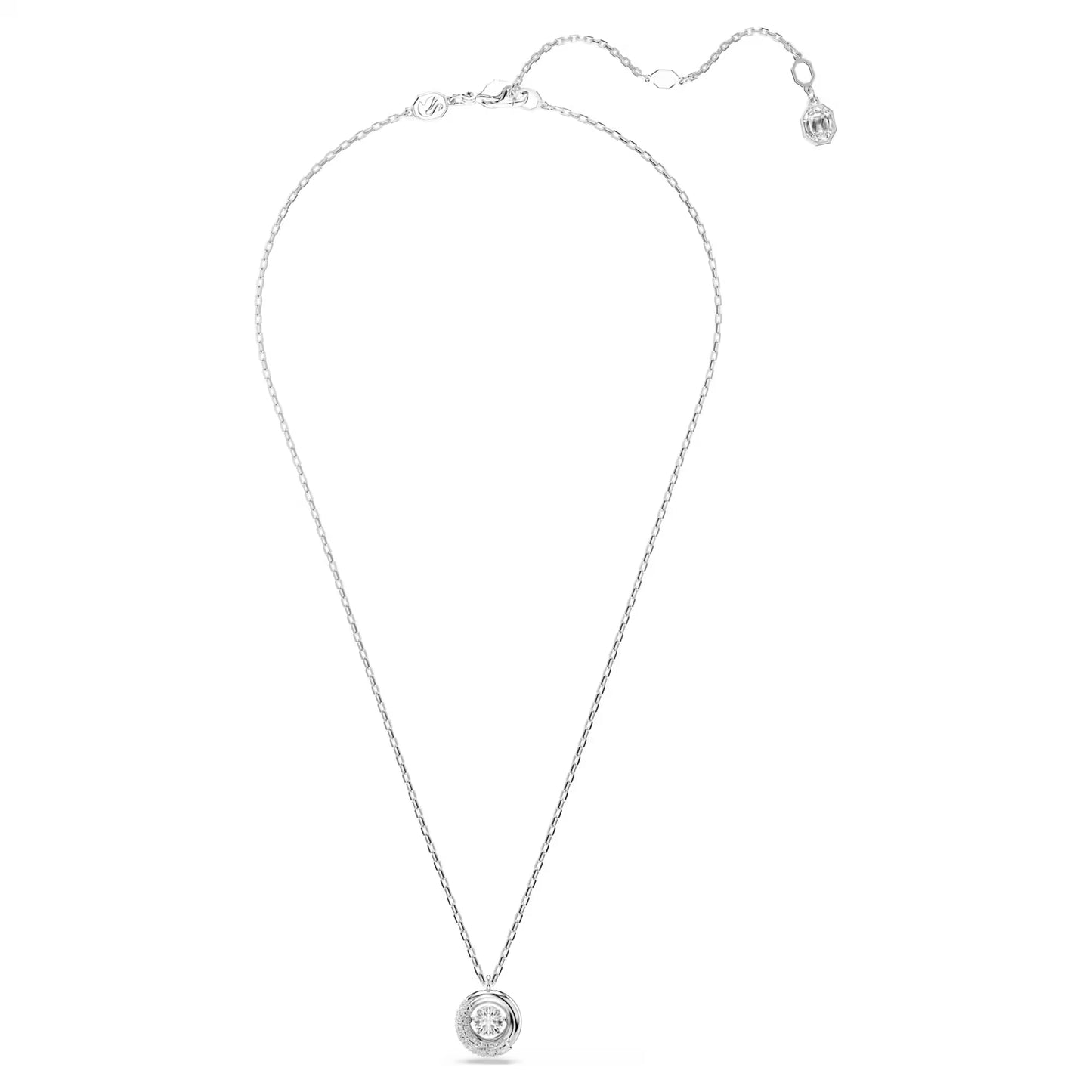 Dextera pendant, Round cut, White, Rhodium plated