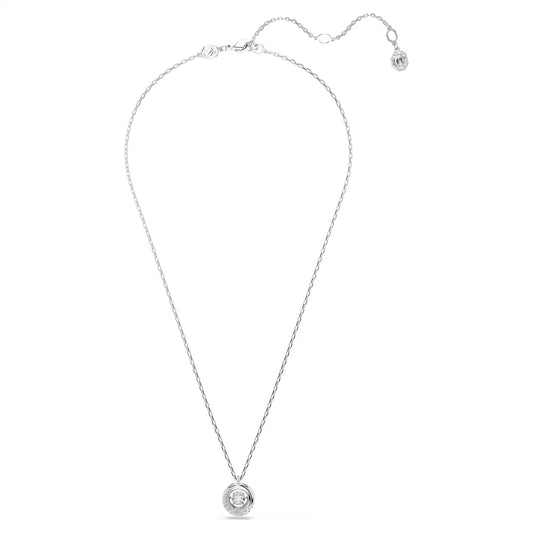 Dextera pendant, Round cut, White, Rhodium plated