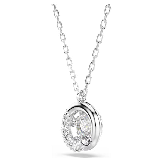 Dextera pendant, Round cut, White, Rhodium plated
