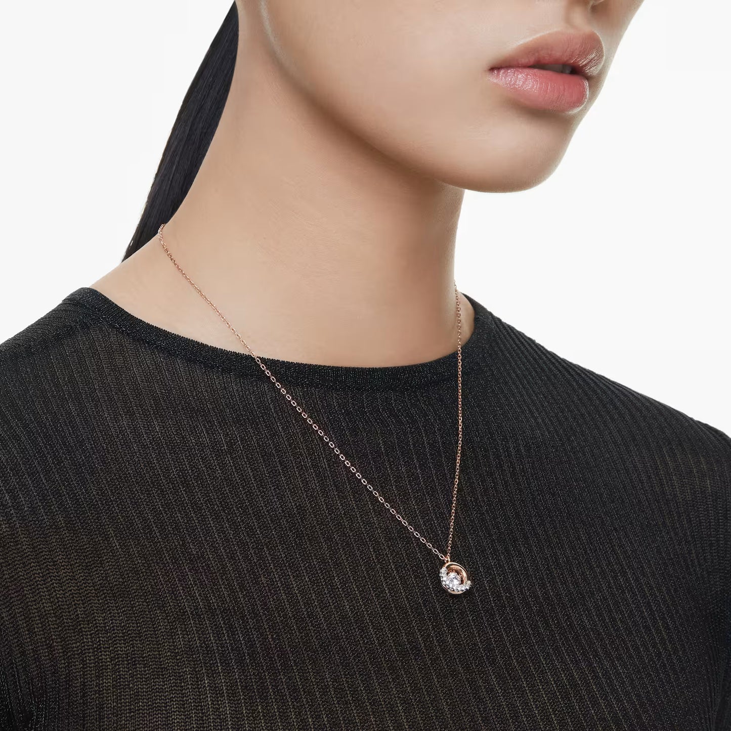 Dextera pendant, Round cut, White, Rose gold-tone
